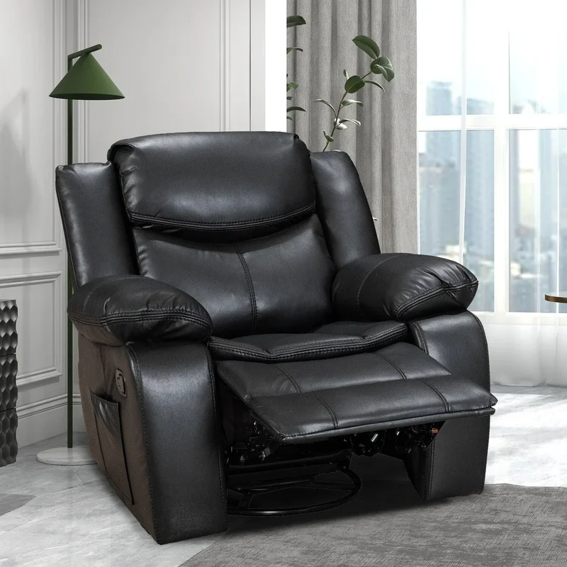 Fauteuil inclinable massant et chauffant en cuir, assise large et durable