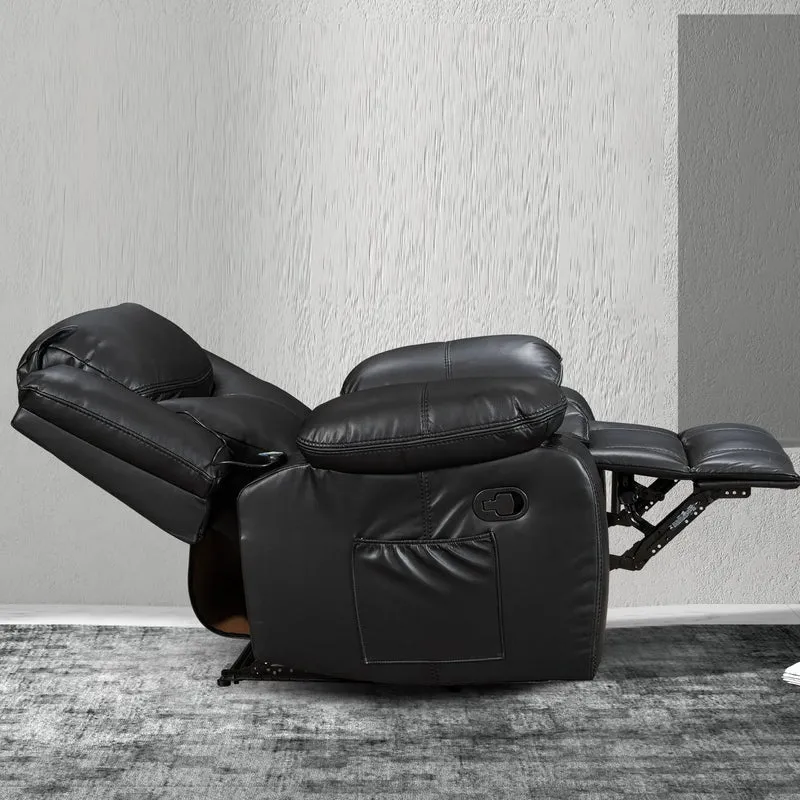 Fauteuil inclinable massant et chauffant en cuir, assise large et durable
