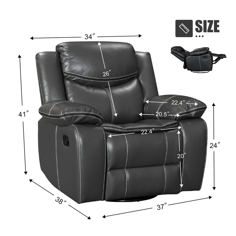 Fauteuil inclinable massant et chauffant en cuir, assise large et durable