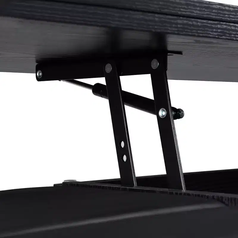 Table basse relevable multifonctionnelle et moderne avec rangement dissimulé, 4 tabourets et roulettes, parfaite pour les espaces de vie modernes.
