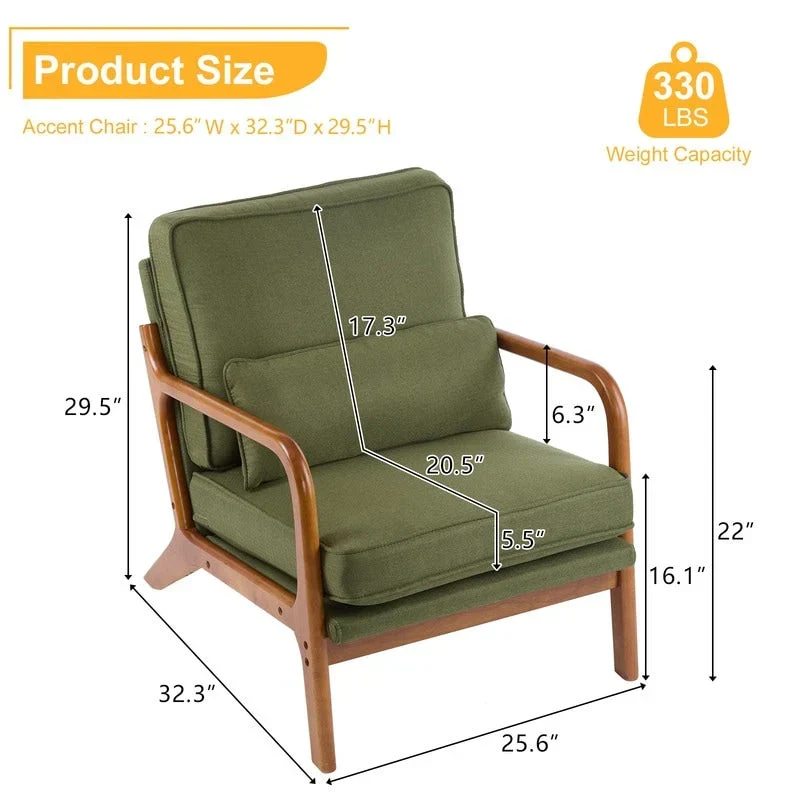 Fauteuil d'appoint rembourré Mid-Century Modern
