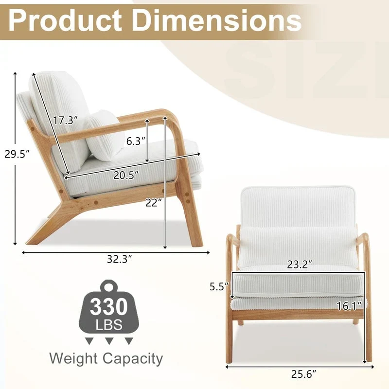 Fauteuil d'appoint rembourré Mid-Century Modern