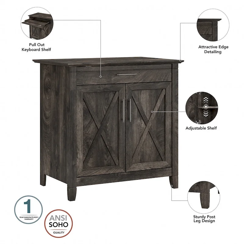 Secrétaire Key West avec meuble de rangement Bush Furniture