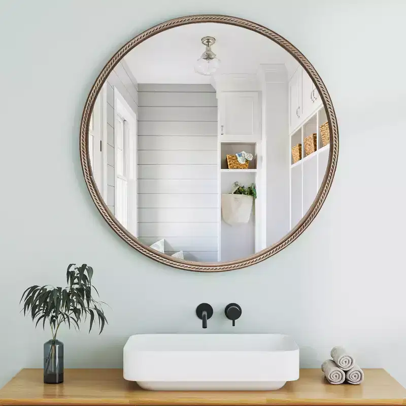 GDFStudio Norvyn Miroir mural rond 23,6 po avec armoire de rangement coulissante