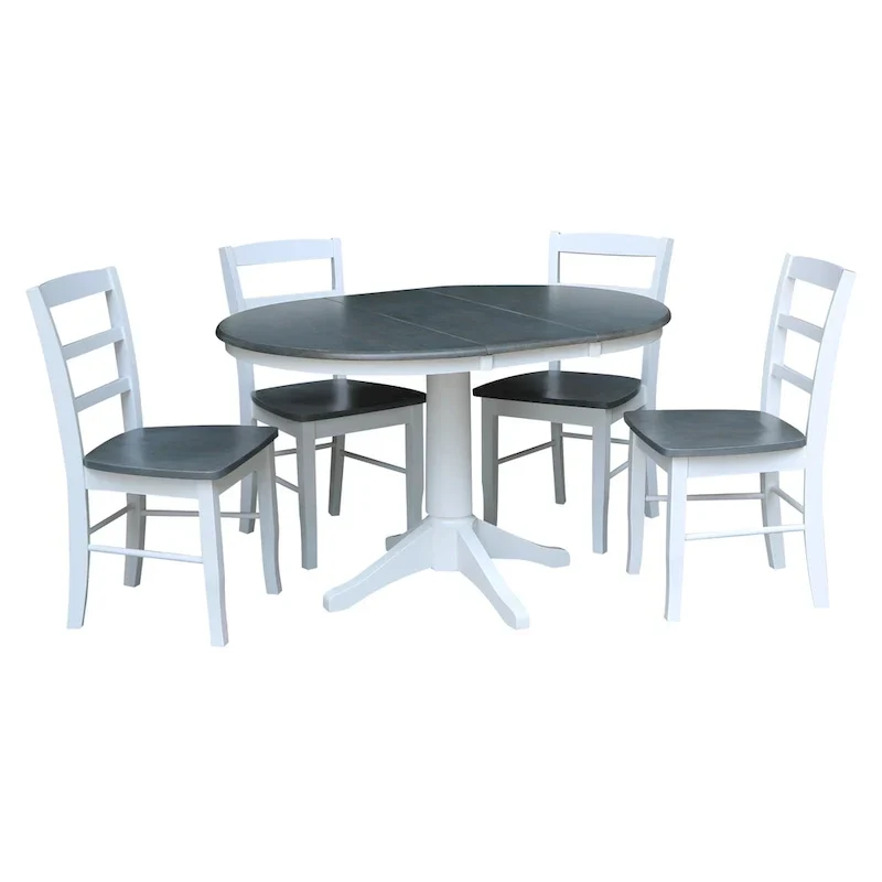 Table à manger ronde extensible 36 po avec 4 chaises Madrid