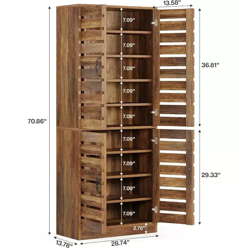 Lantine Meuble à chaussures haut 70,8" avec portes persiennes, meuble de rangement vertical pour 27 paires de chaussures à 9 niveaux