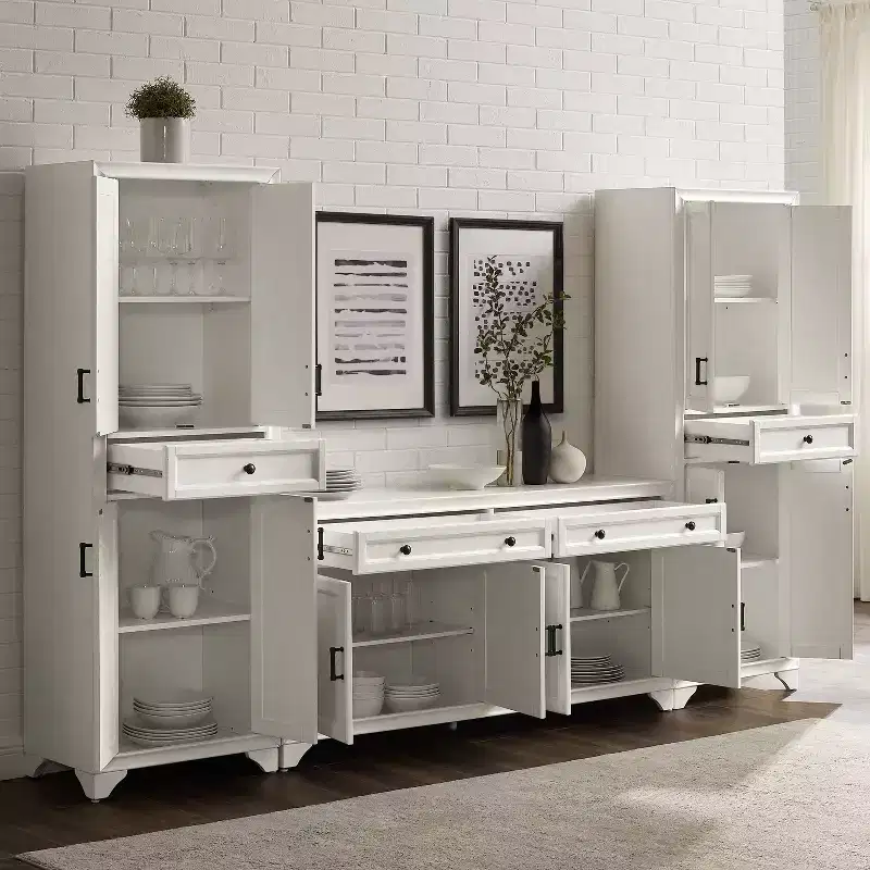 Ensemble buffet et garde-manger 3 pièces Tara aspect vieilli - Crosley