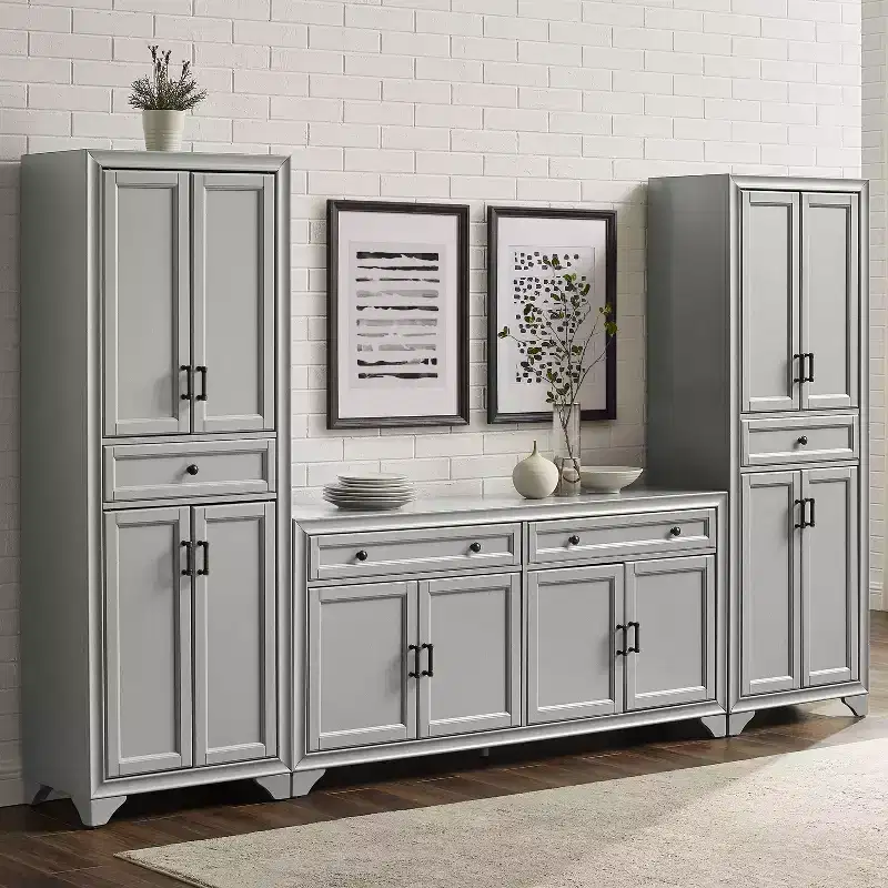 Ensemble buffet et garde-manger 3 pièces Tara aspect vieilli - Crosley