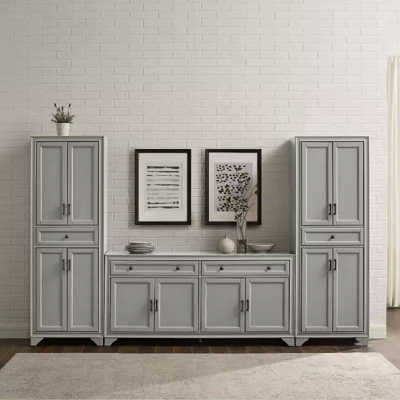 Ensemble buffet et garde-manger 3 pièces Tara aspect vieilli - Crosley