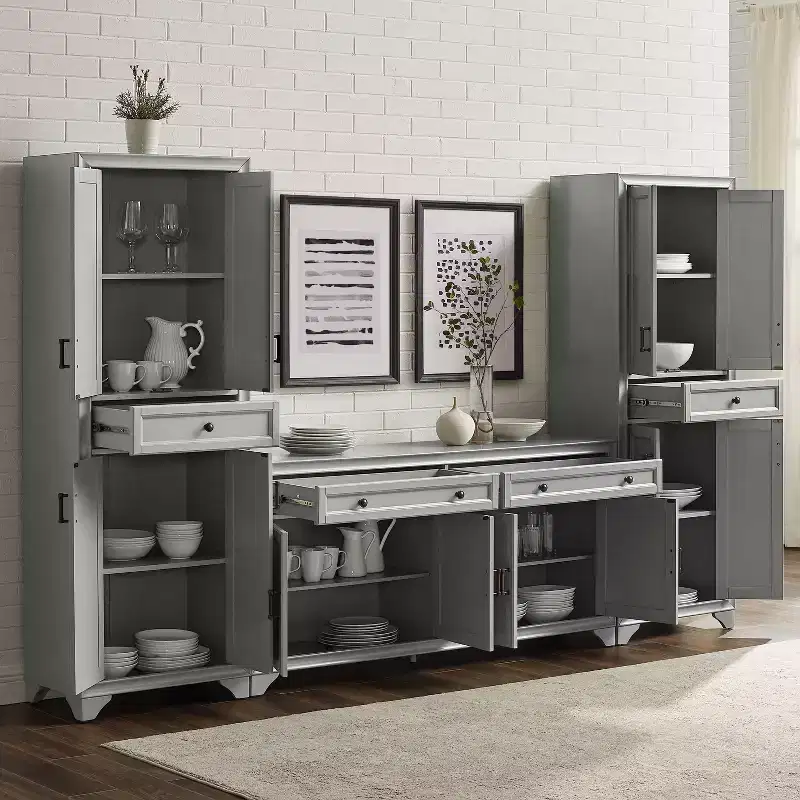 Ensemble buffet et garde-manger 3 pièces Tara aspect vieilli - Crosley