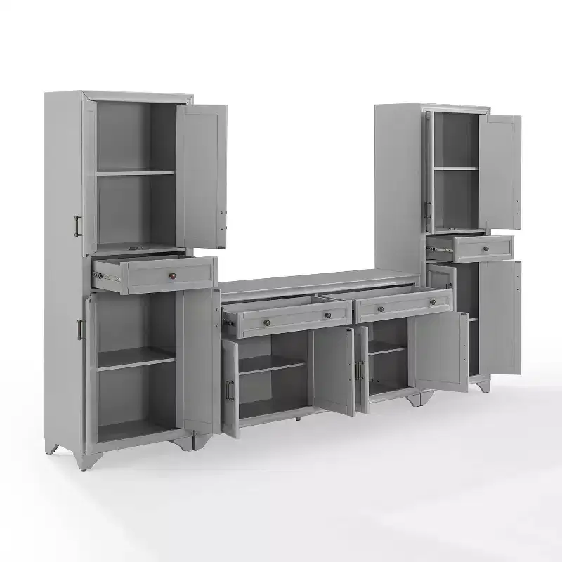 Ensemble buffet et garde-manger 3 pièces Tara aspect vieilli - Crosley