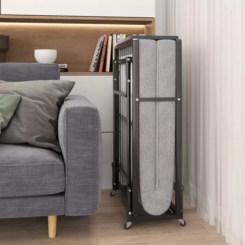 Lit pliant avec matelas, Lits d'appoint portables avec 4 roulettes, Matelas en mousse et cadre en métal, Lit pliant compact de taille berceau