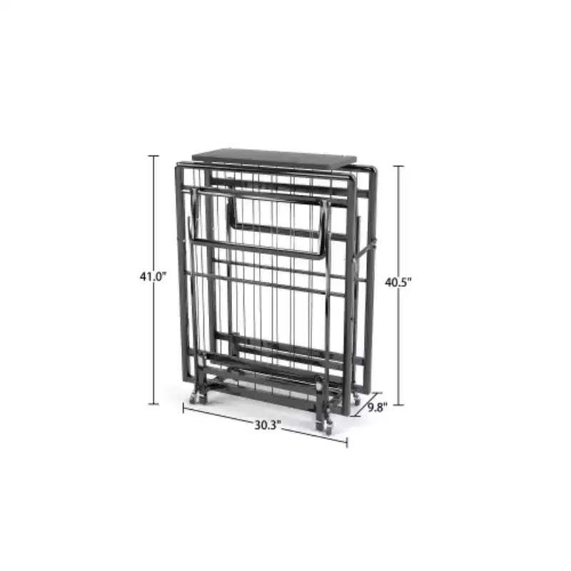 Lit pliant avec matelas, Lits d'appoint portables avec 4 roulettes, Matelas en mousse et cadre en métal, Lit pliant compact de taille berceau