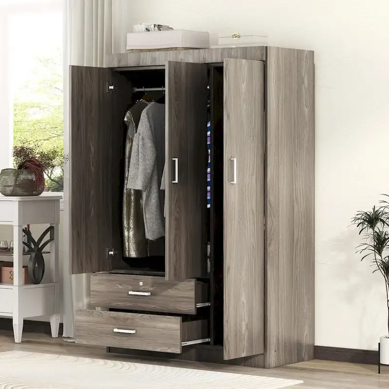Armoire 3 portes avec 2 tiroirs