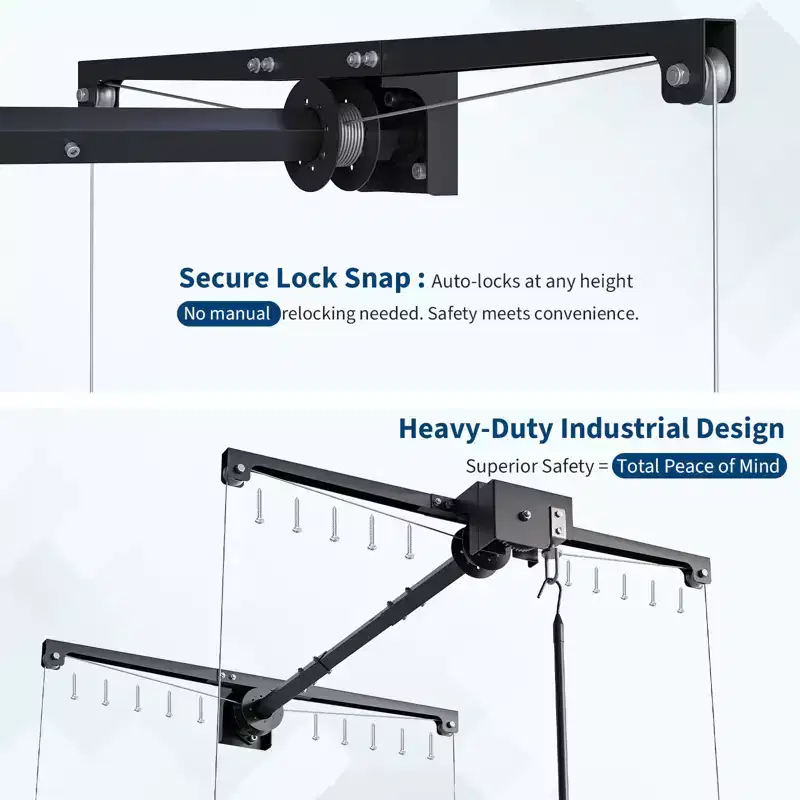 Étagère de rangement de garage robuste réglable, à fixation au plafond avec verrou de sécurité, capacité de 113 kg pour bacs, outils, vélos et garage