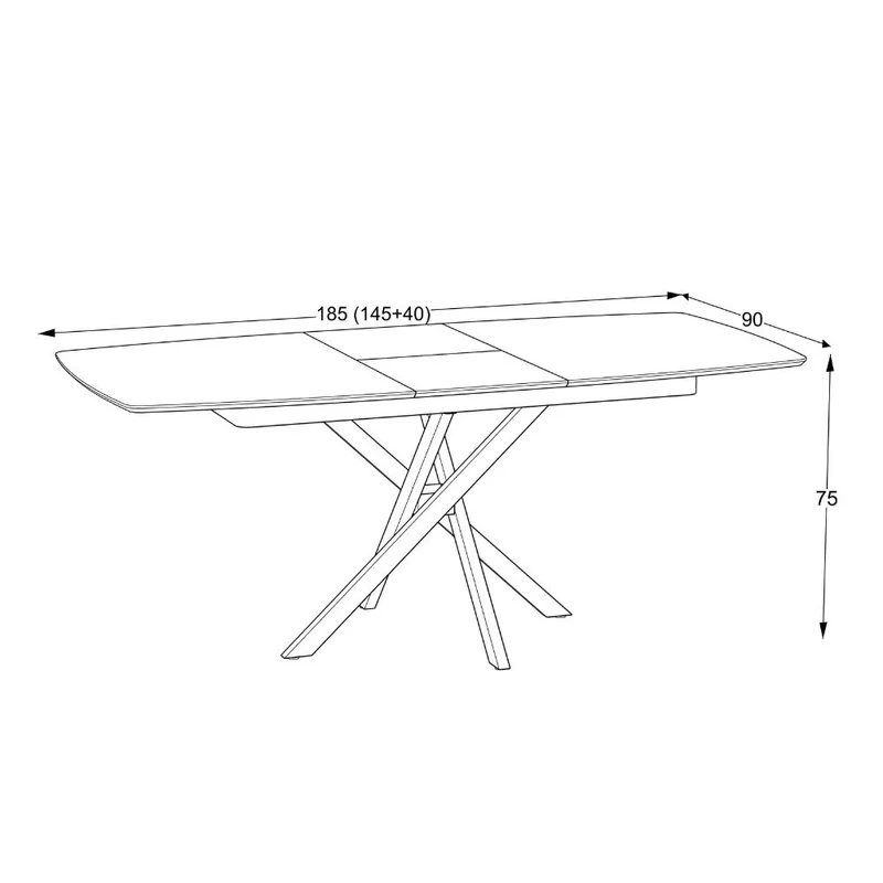Tavolo allungabile piano effetto marmo nero e oro e gambe in metallo nero 145x90x76H Filis