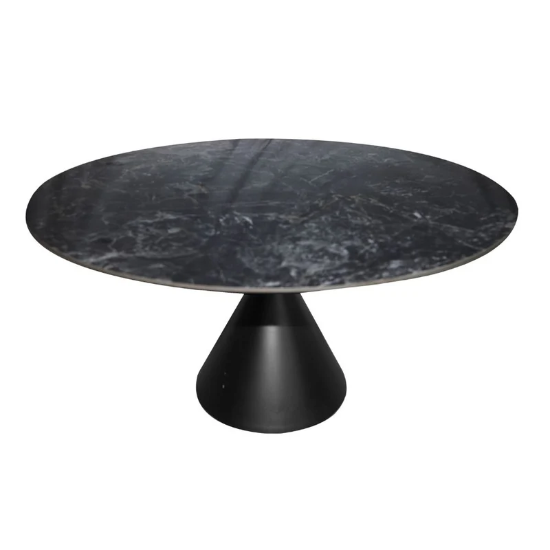 Tavolo rotondo con piano effetto marmo nero 150x150x76H Punto