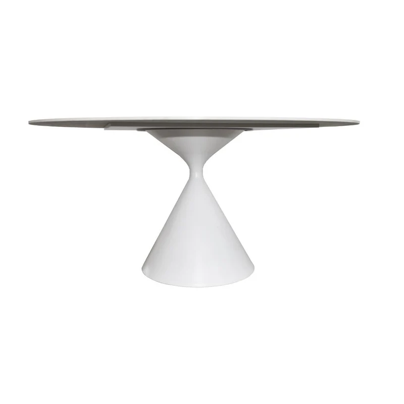 Tavolo rotondo con piano effetto marmo bianco 150x150x76H Punto