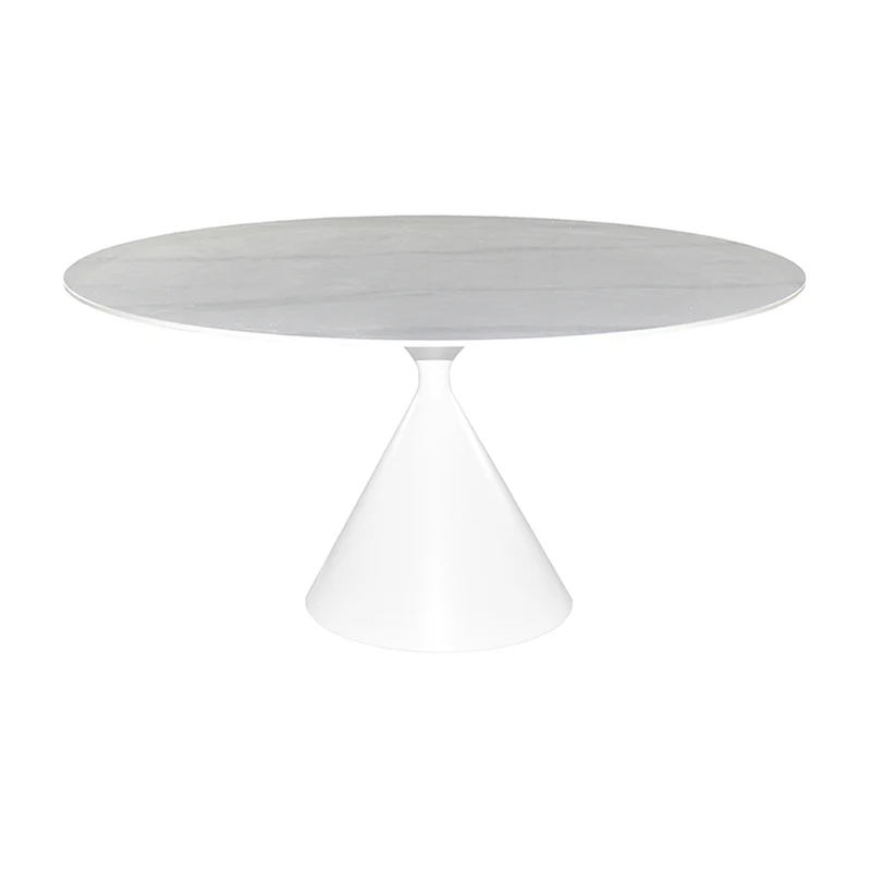 Tavolo rotondo con piano effetto marmo bianco 150x150x76H Punto