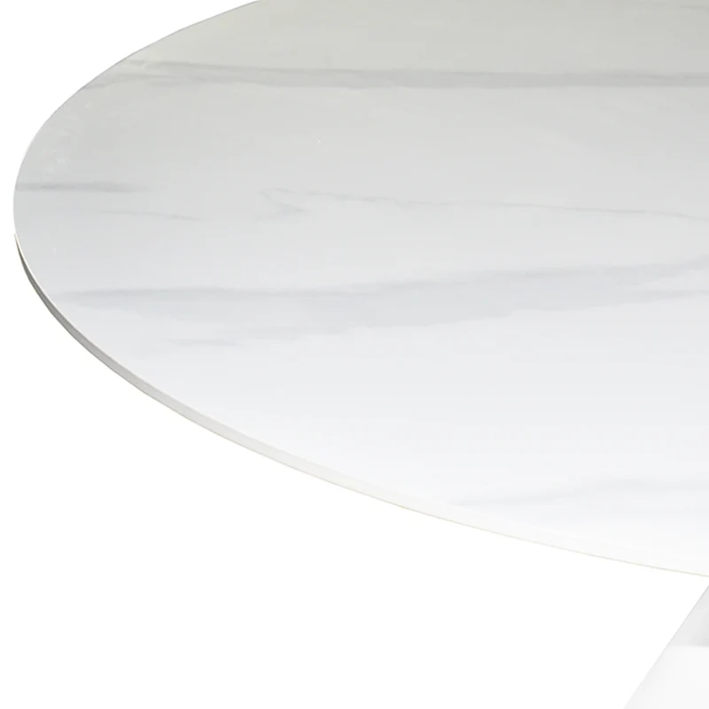 Tavolo rotondo con piano effetto marmo bianco 150x150x76H Punto