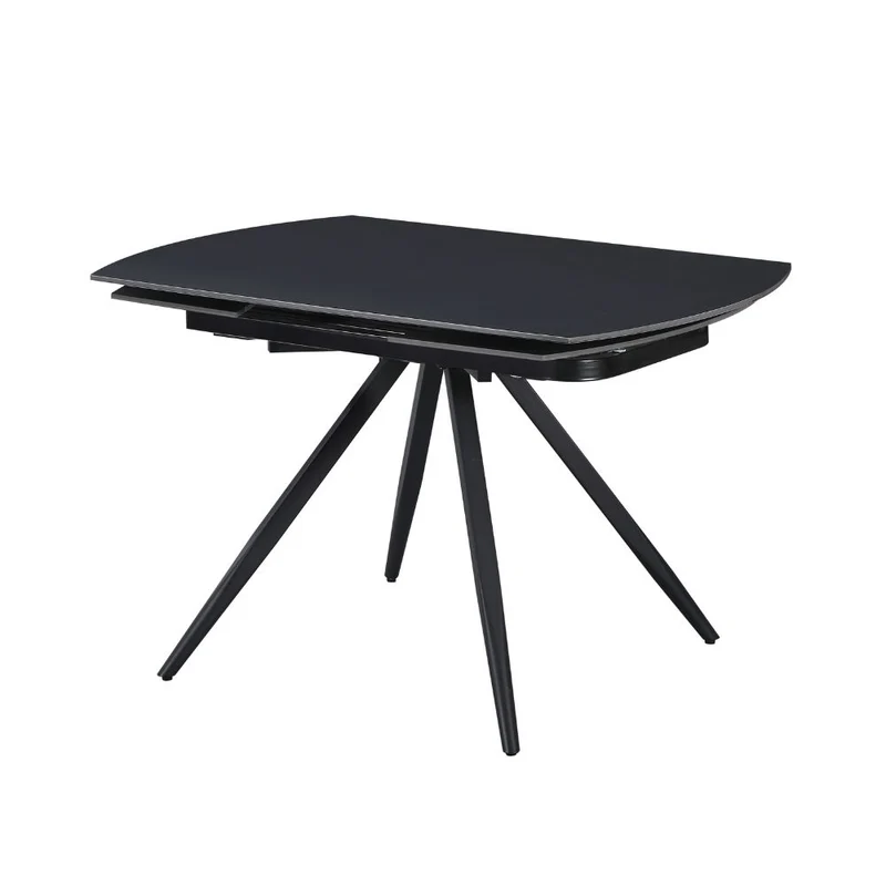 Tavolo girevole allungabile con piano in ceramica effetto marmo nero opaco 120x88x76H Kitti