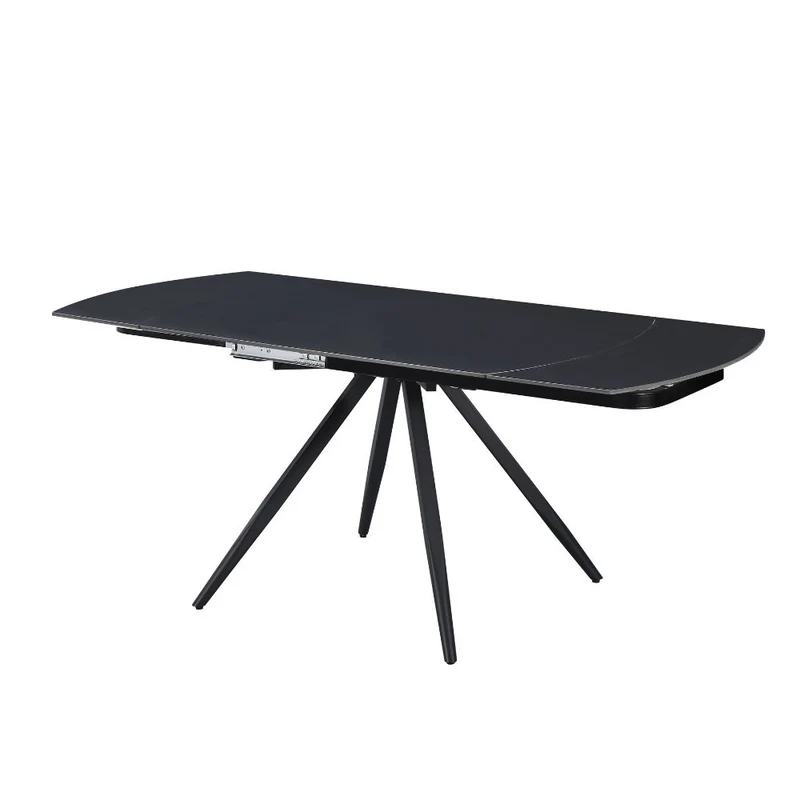 Tavolo girevole allungabile con piano in ceramica effetto marmo nero opaco 120x88x76H Kitti