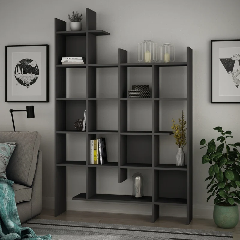 Libreria 6 ripiani 122x25.5x188H colore antracite Manco