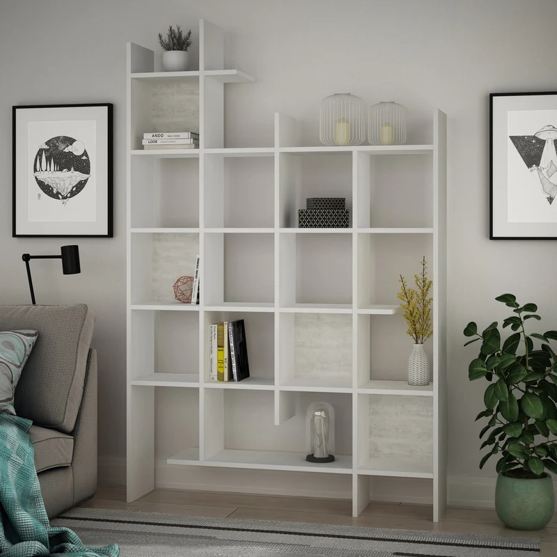 Libreria 6 ripiani 122x25.5x188H colore bianco Manco