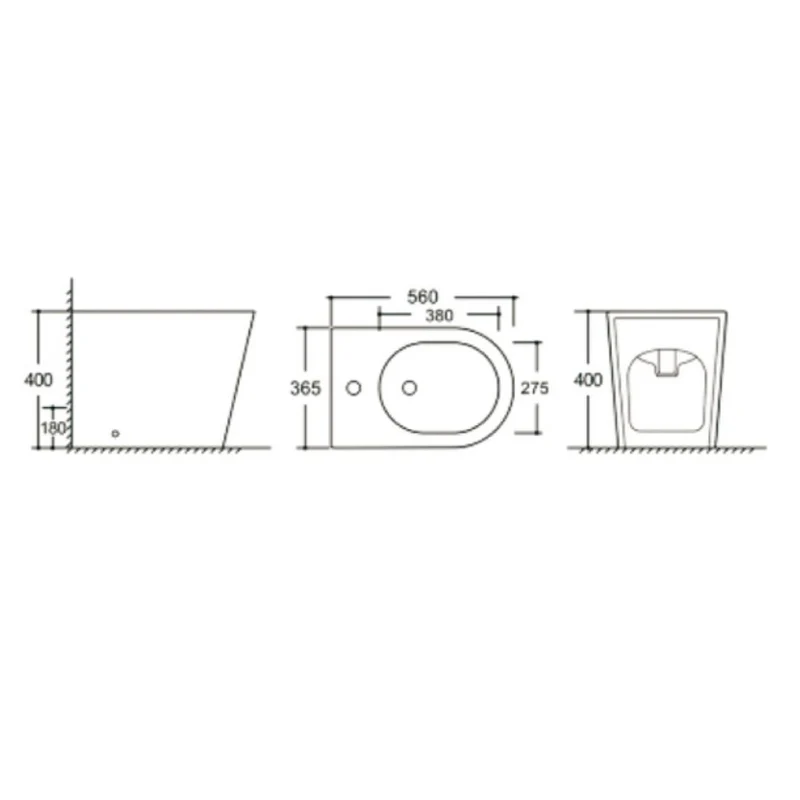Bidet a pavimento nero opaco YJ-1380FMB