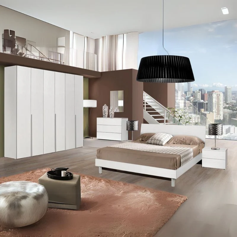 Camera da letto colore bianco larice Urano
