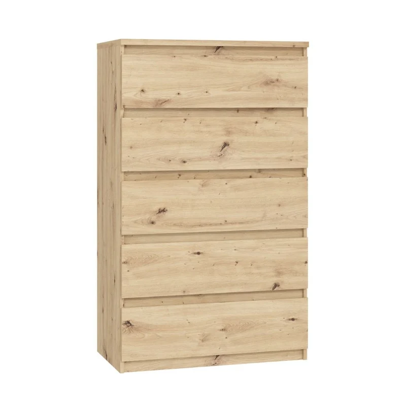Cassettiera 5 cassetti colore rovere 77.2x42.2x128H Morgan