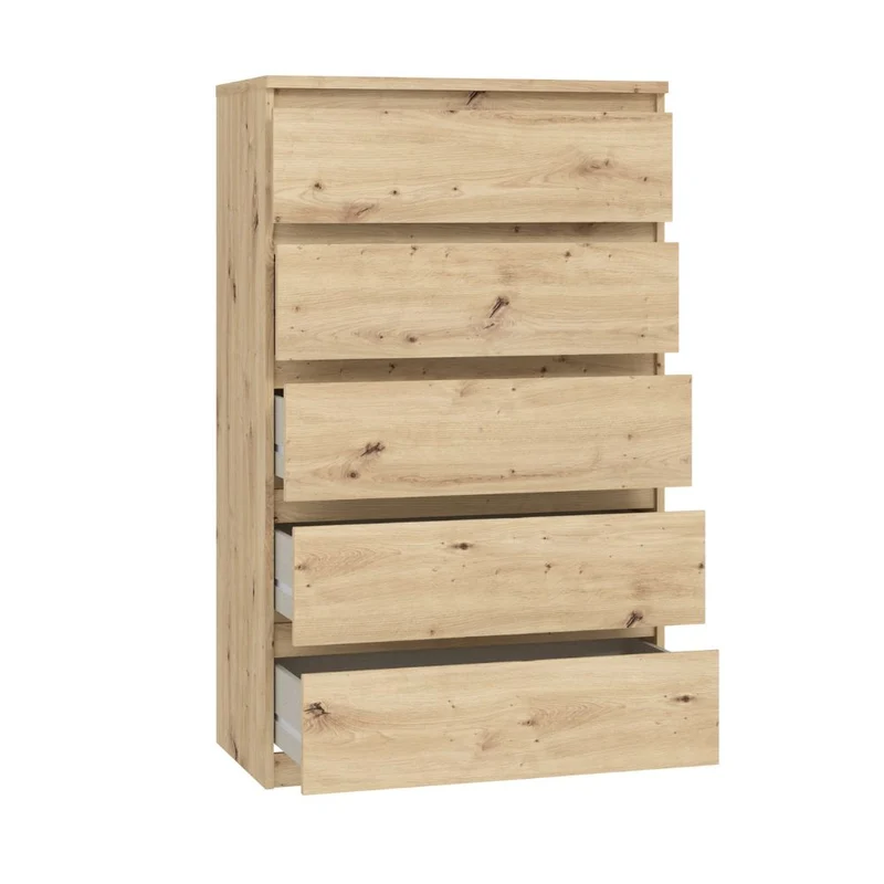 Cassettiera 5 cassetti colore rovere 77.2x42.2x128H Morgan
