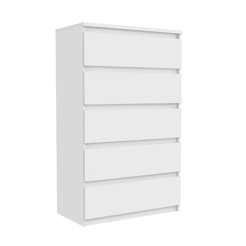 Cassettiera 5 cassetti colore bianco opaco 77.2x42.2x128H Morgan