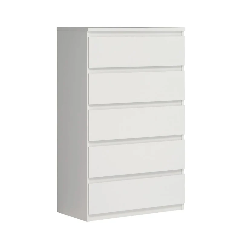 Cassettiera 5 cassetti colore bianco opaco 77.2x42.2x128H Morgan