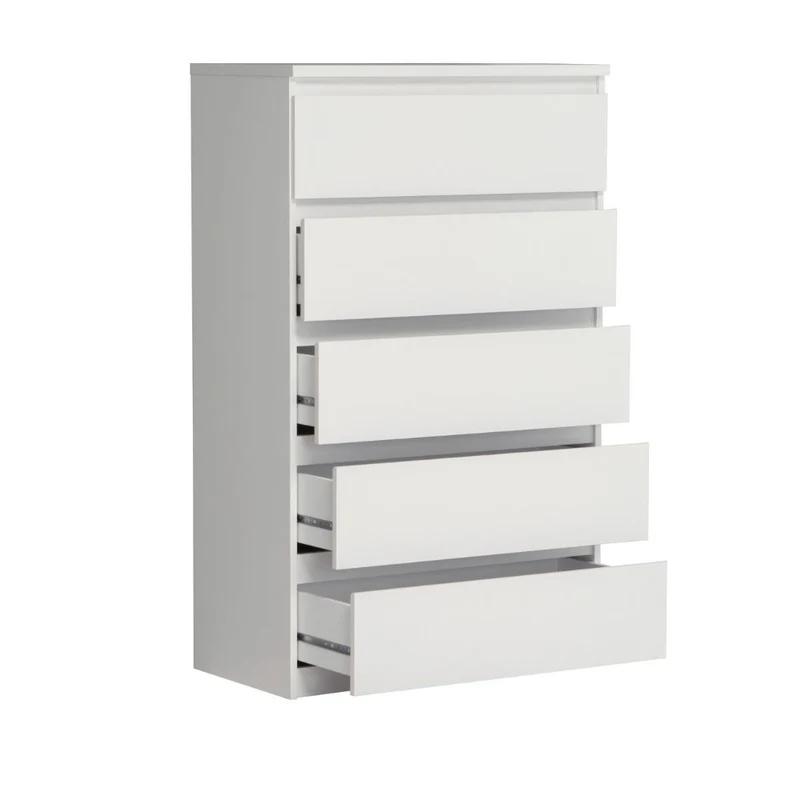 Cassettiera 5 cassetti colore bianco opaco 77.2x42.2x128H Morgan