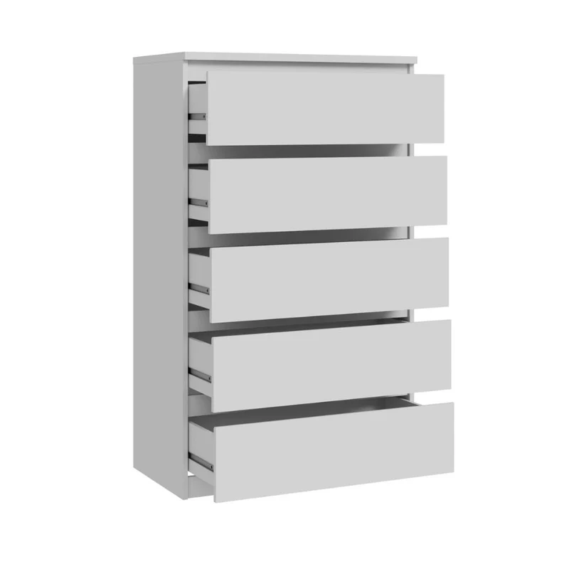 Cassettiera 5 cassetti colore bianco opaco 77.2x42.2x128H Morgan
