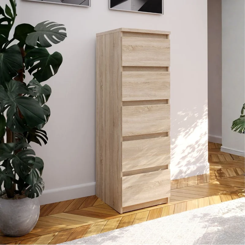 Cassettiera 5 cassetti colore rovere 42x42.2x128H Morgan