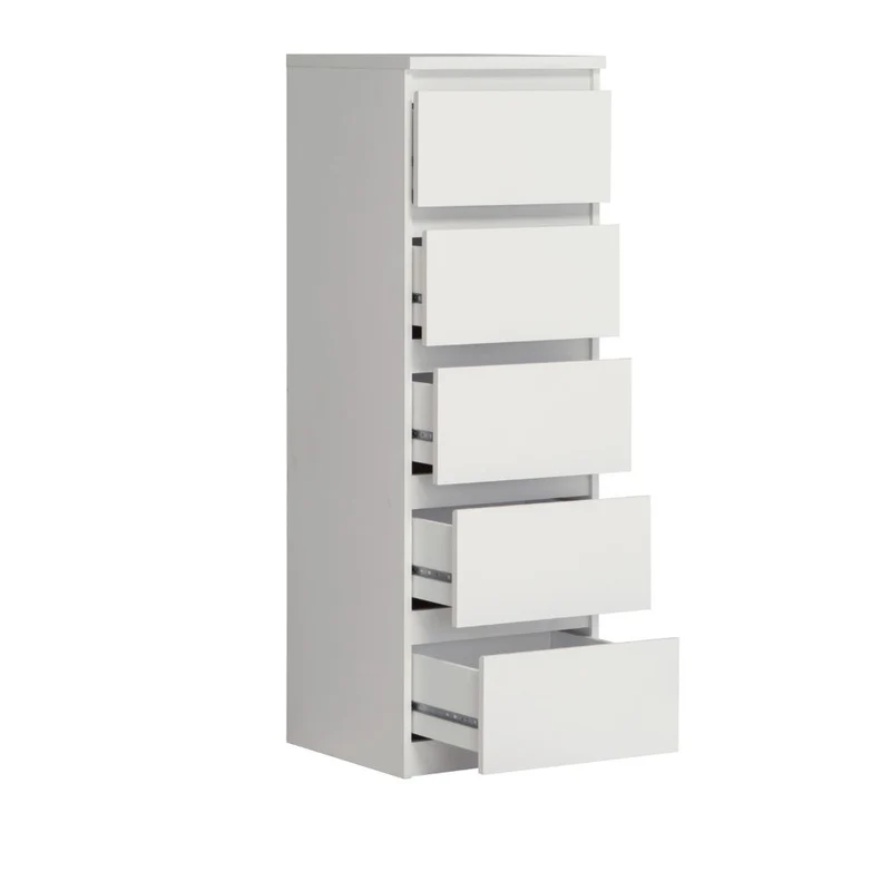 Cassettiera 5 cassetti colore bianco opaco 42x42.2x128H Morgan