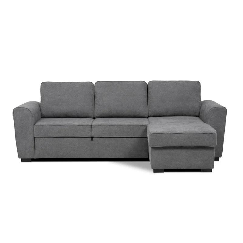 Divano letto penisola reversibile con contenitore in tessuto grigio 251.5x159.5x86H Aston