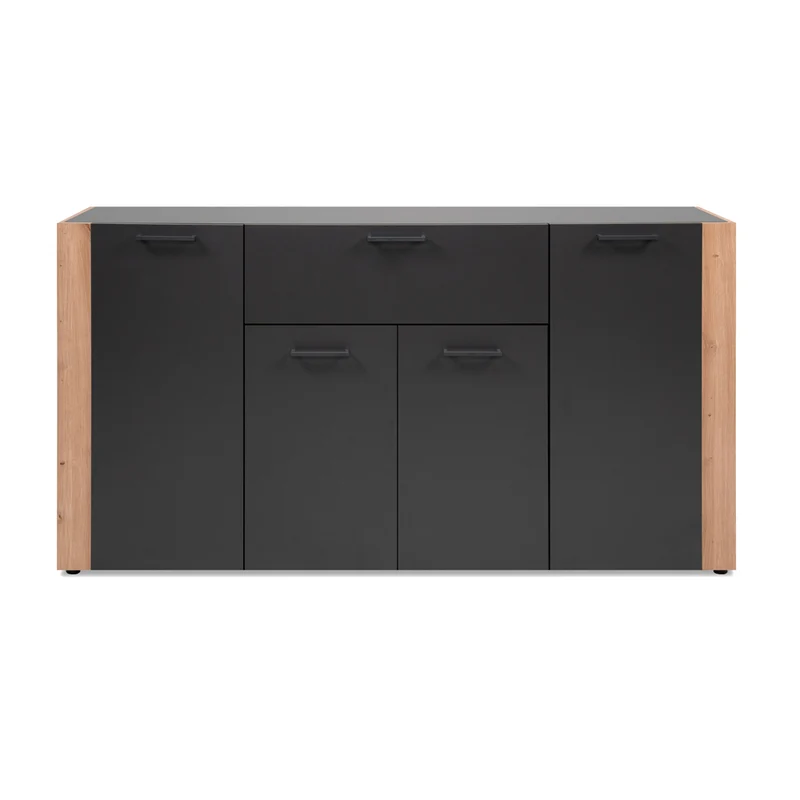 Madia 4 ante e 1 cassetto colore antracite con laterali in rovere artisan 162 cm Cento51A
