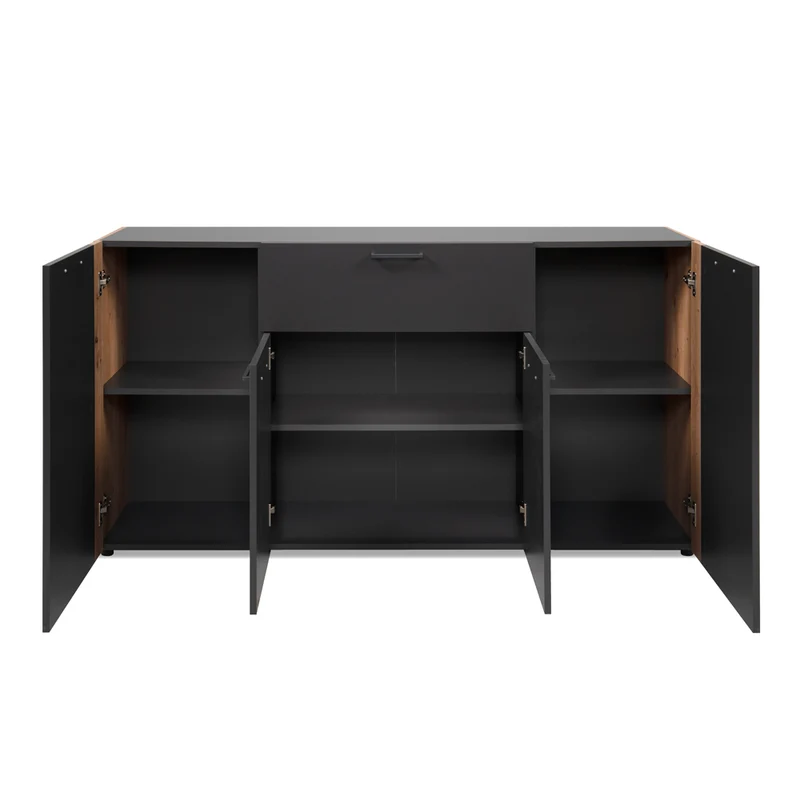 Madia 4 ante e 1 cassetto colore antracite con laterali in rovere artisan 162 cm Cento51A