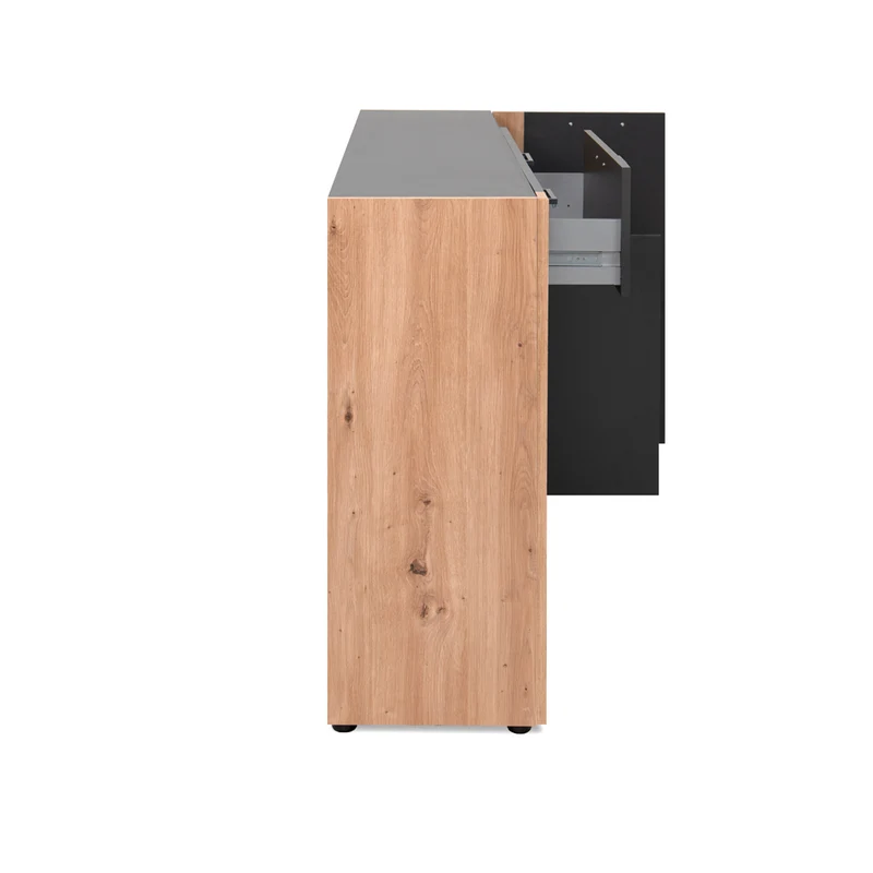 Madia 4 ante e 1 cassetto colore antracite con laterali in rovere artisan 162 cm Cento51A