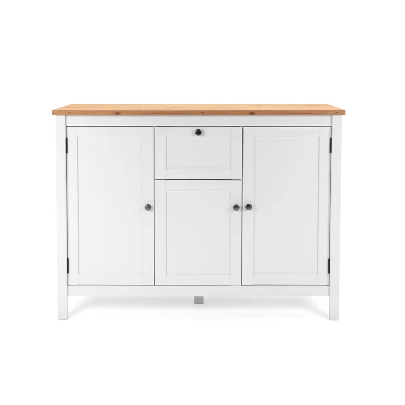 Madia 3 ante e 1 cassetto colore bianco e top artisan rovere 120 cm Bergen57