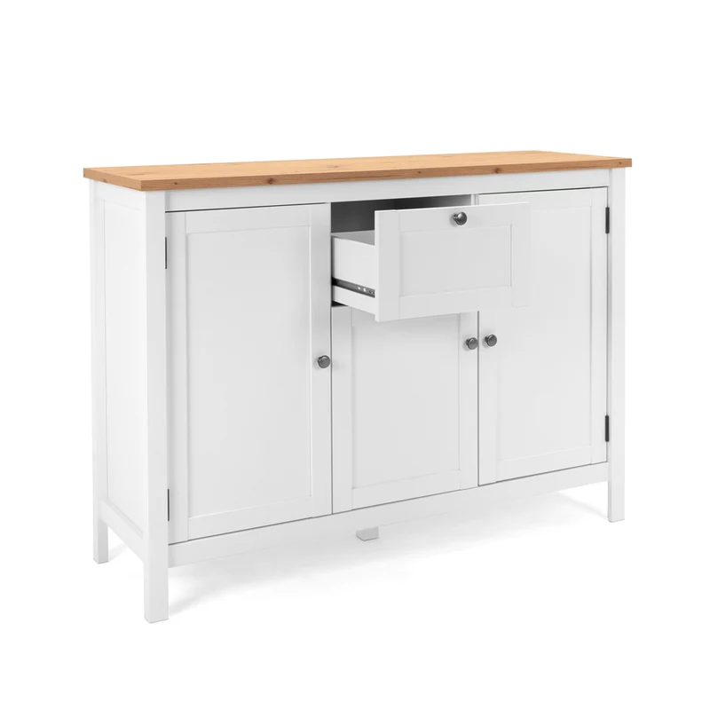 Madia 3 ante e 1 cassetto colore bianco e top artisan rovere 120 cm Bergen57