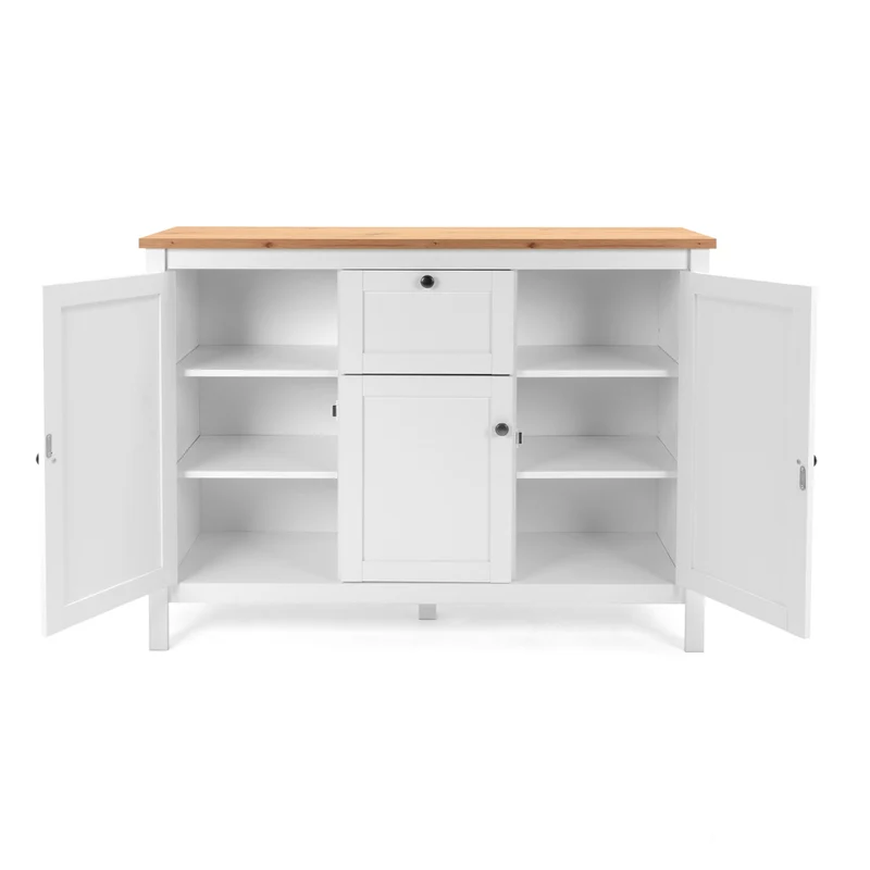 Madia 3 ante e 1 cassetto colore bianco e top artisan rovere 120 cm Bergen57