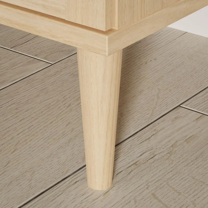 Comodino 1 cassetto in rovere con dettaglio effetto rattan 45.4x41.4x54.5H Livia