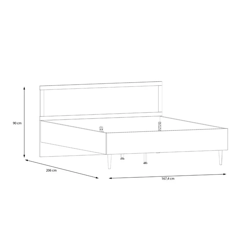 Letto matrimoniale con testiera effetto rattan colore rovere Livia