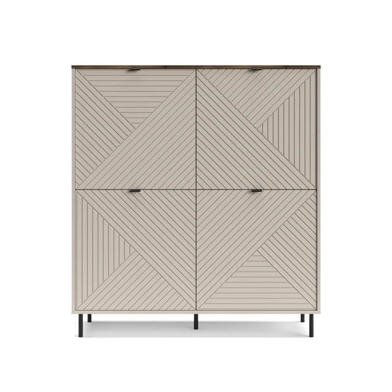 Credenza 4 ante design geometrico colore cashmere e top rovere Mirage04