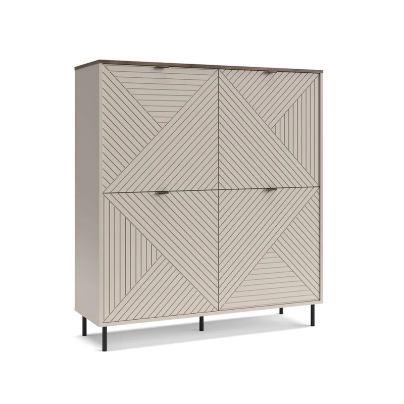 Credenza 4 ante design geometrico colore cashmere e top rovere Mirage04