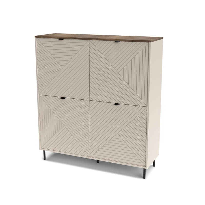 Credenza 4 ante design geometrico colore cashmere e top rovere Mirage04